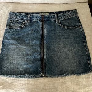 Free People denim mini skirt with zipper.